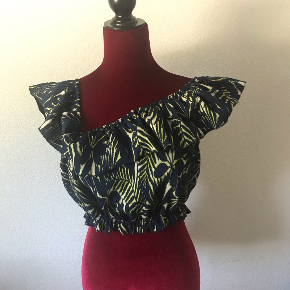 Zara L Crop Top Ruffles Off Shoulder - Picture 1 of 9